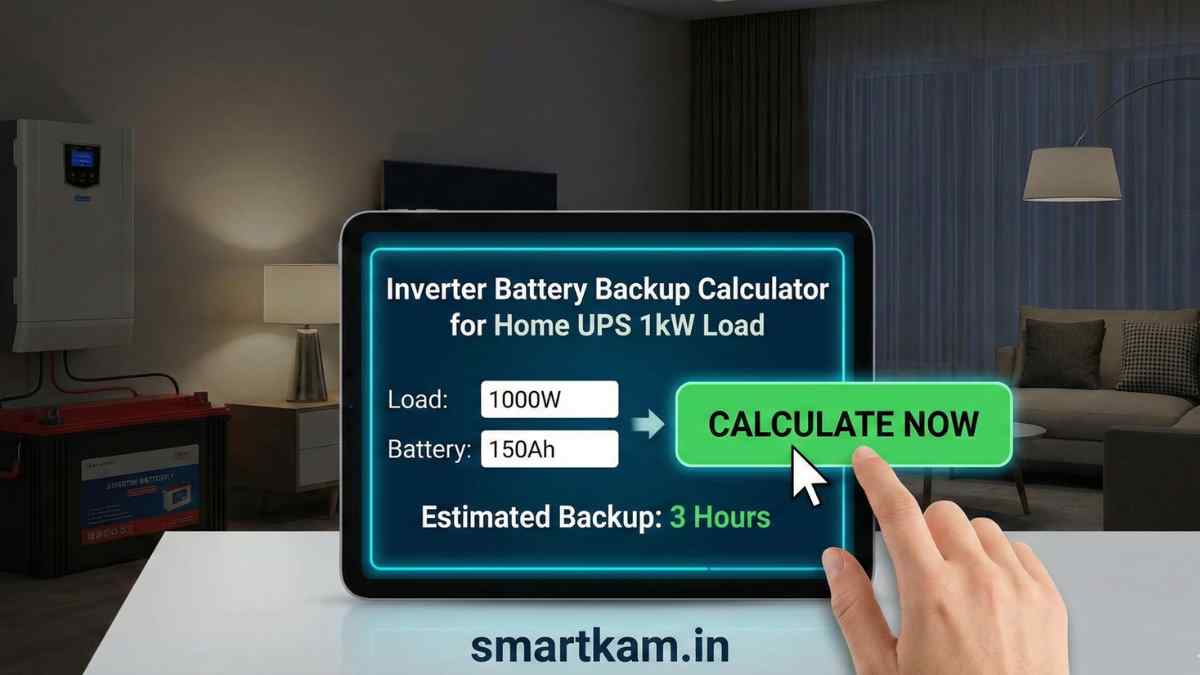 Inverter Battery Backup Calculator for Home UPS 1kW Load