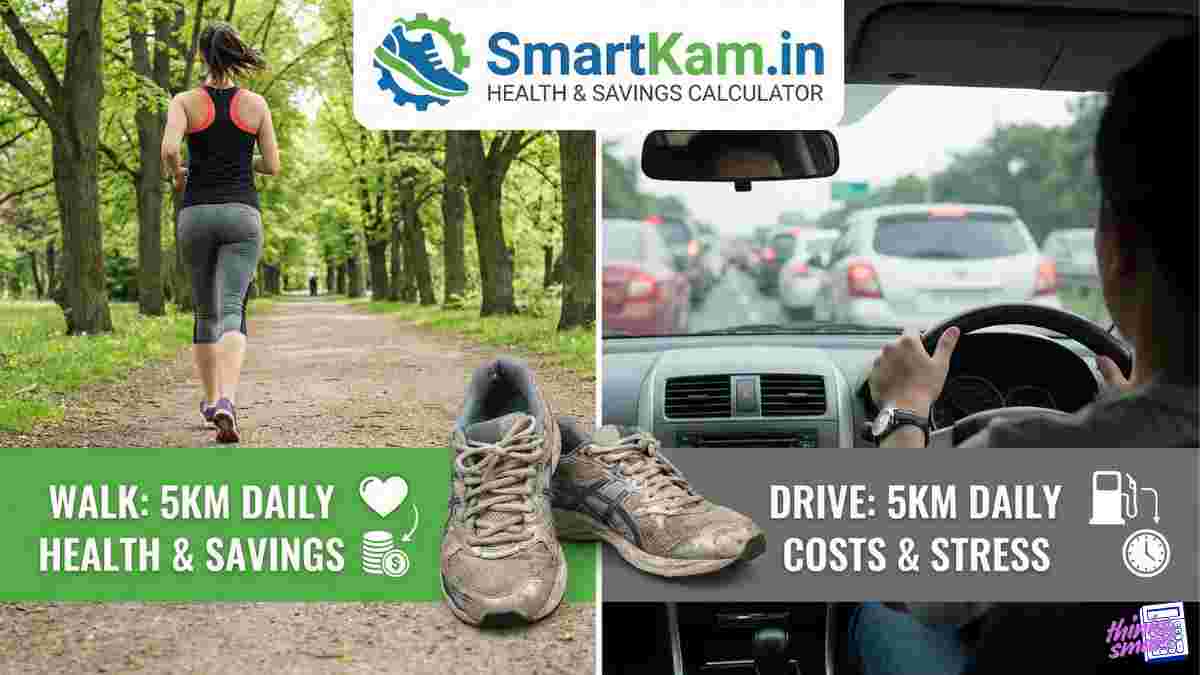 Walk vs Drive Calculator 5km Daily Health Savings