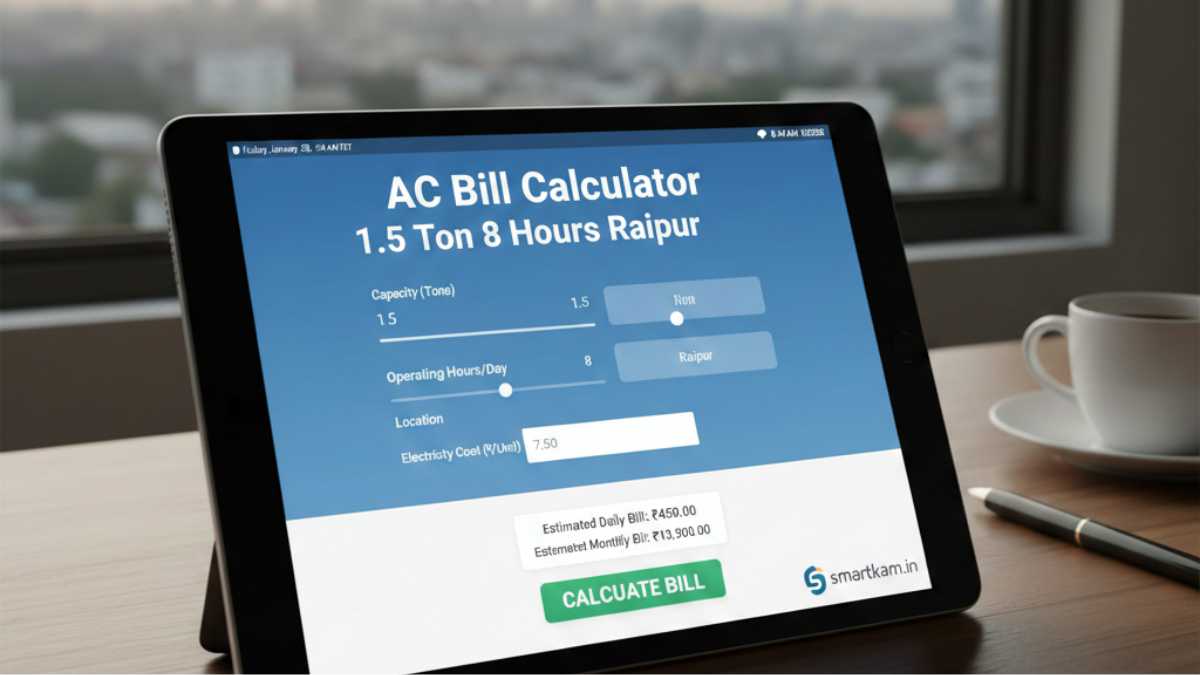 AC Bill Calculator 1.5 Ton 8 Hours Raipur